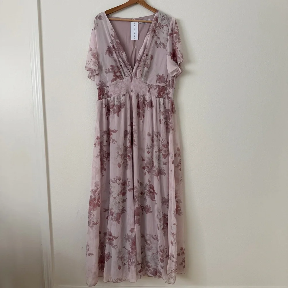 Baltic Born NWT Alexandria Smocked Maxi Dress Blush Floral Pink Plus Size 1X - Picture 2 of 12
